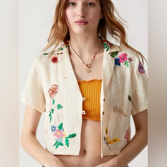 Sold Out and NWT Urban Outfitters Floral Embroidered Top. XS - Picture 7 of 8